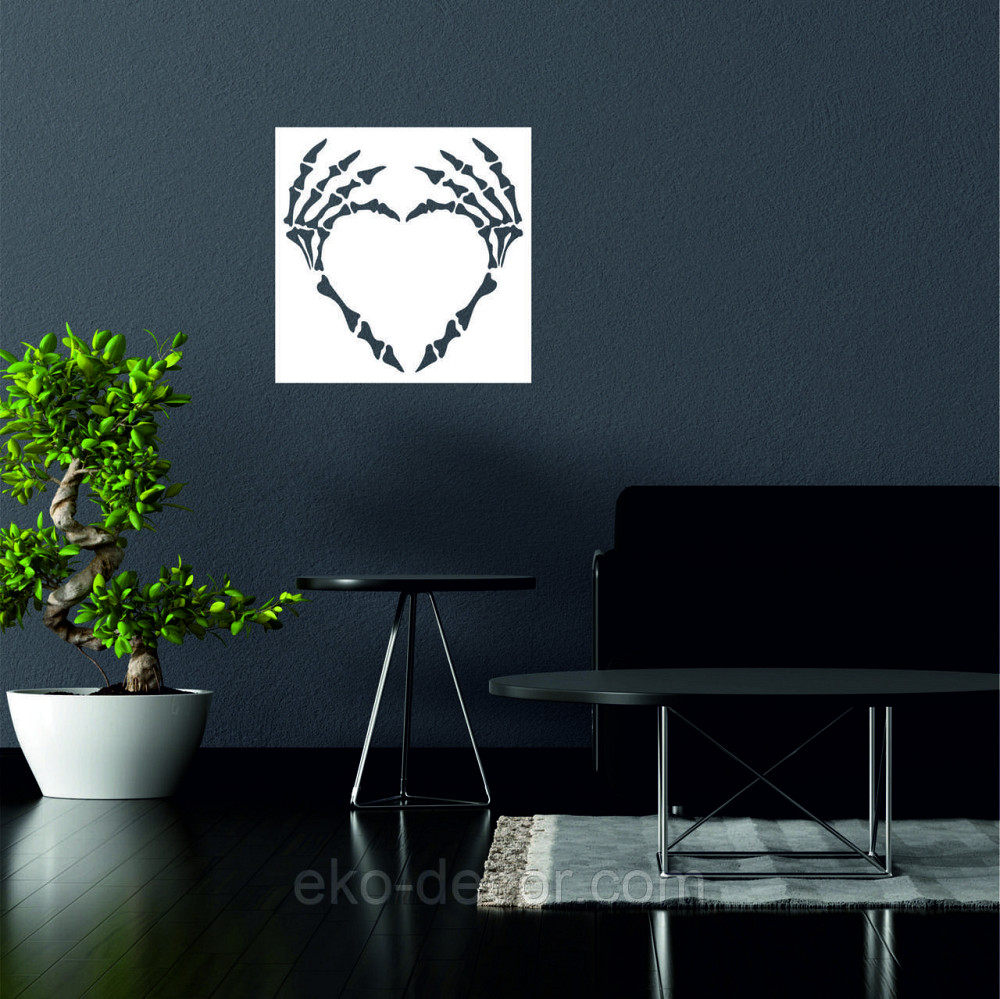 Декоративное настенное 3D Панно «Скелет», Декор на стену с объемом 90*90 см, Белый Киев - изображение 6