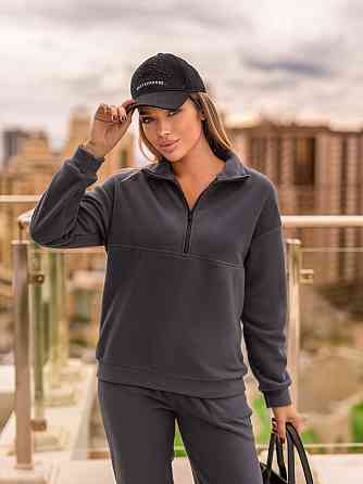 Спортивний костюм на флісі жіночий "Real" | Норма та батал Графіт, 46-48 Київ