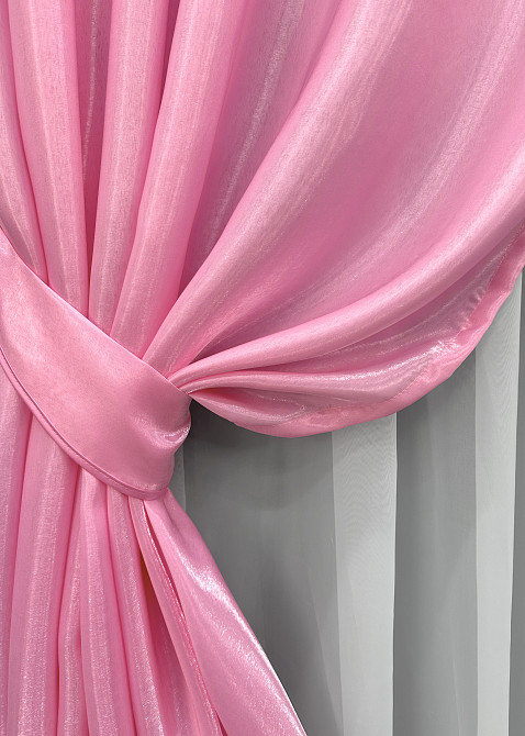 Комплект готовых штор VR-Textil Атлас Монорей № 1749ш Розовый 150х270 см 2 шт (33-0705) Киев - изображение 5