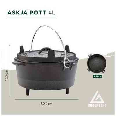Котел туристичний Groenberg Askja Pot 25 cm / 4 L Black (266016) (DAS303243) Вінниця