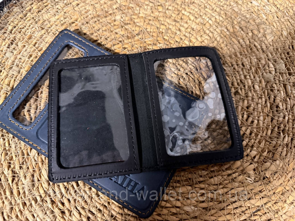 Шкіряна обкладинка для маленьких авто документів чорного кольору Puos Київ - фото 9