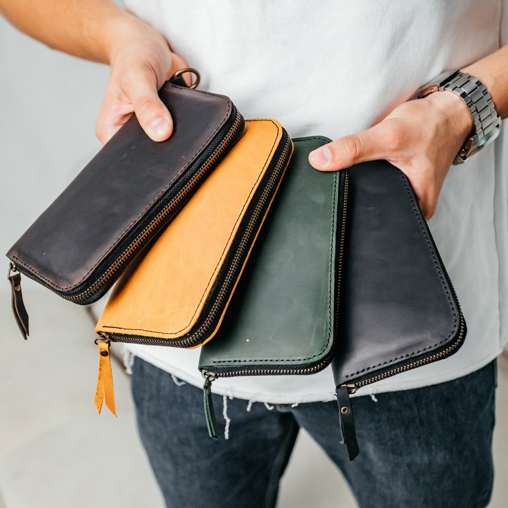 Чоловічий гаманець шкіряний, місткий гаманець із відділеннями на блискавці, Crazy HorseMasterSem Київ - фото 6