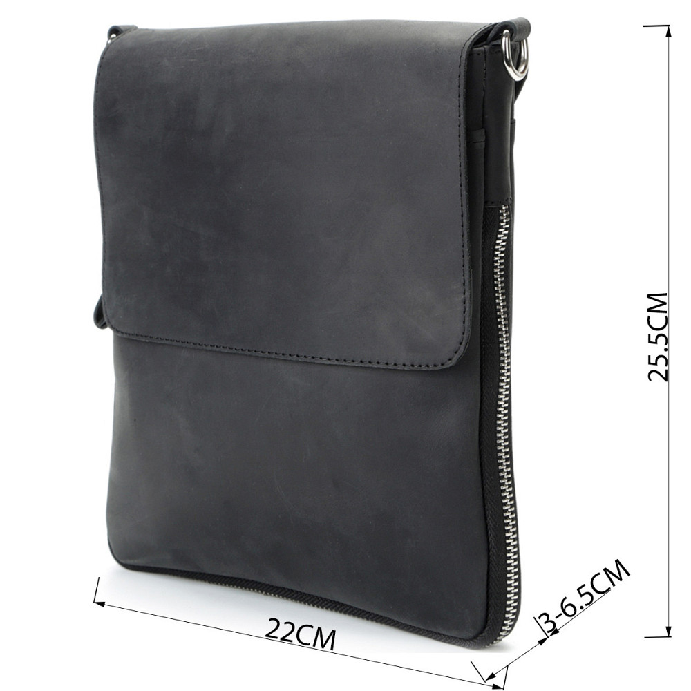 Сумка SHVIGEL 11017 из винтажной кожи Черная Киев - изображение 3