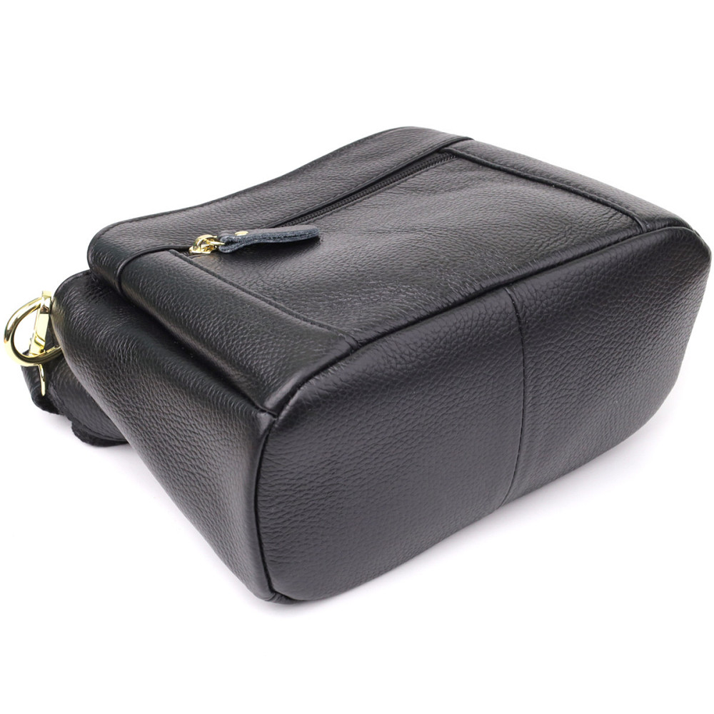 Класична шкіряна сумка для жінок з трьома відділеннями Vintage 22978 Чорний Київ - фото 6