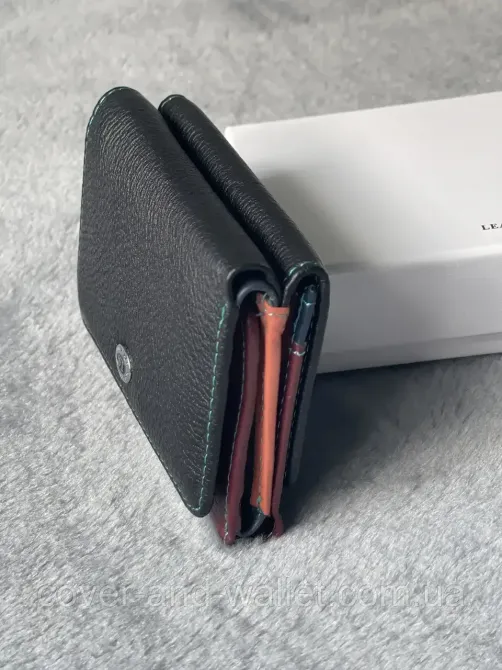 Фірмовий маленький шкіряний жіночий гаманець чорно бордового кольору ST 403-1 Київ - фото 9