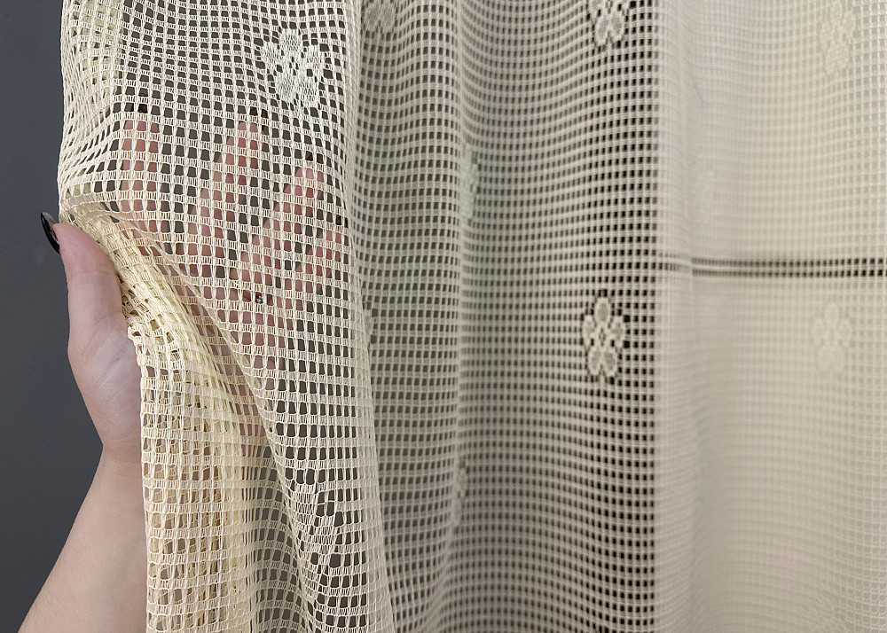 Тюль сітка VR-Textil Juli № 1876т Арка на кухню колір молочний з карамельним 500х150 см (53-0145) Київ - фото 3