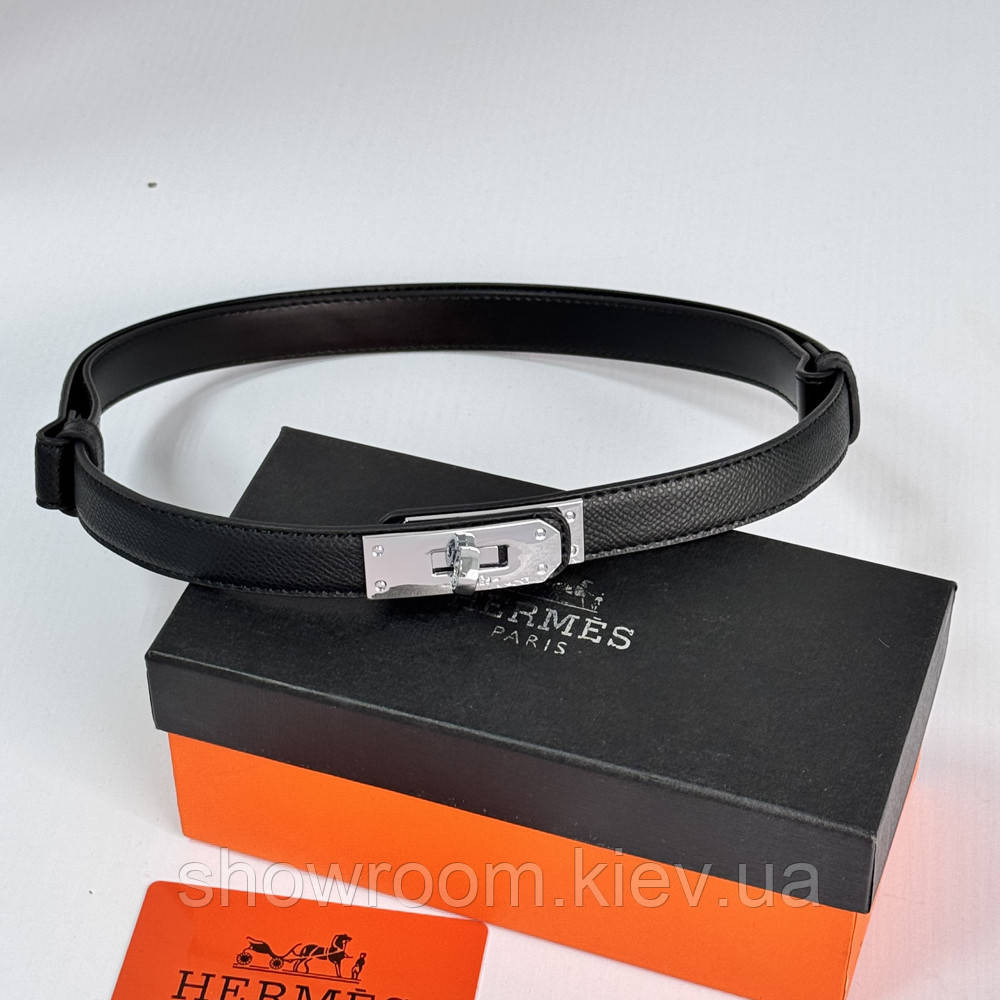 Черный женский кожаный ремень Hermes Гермес (280-2) Киев - изображение 2