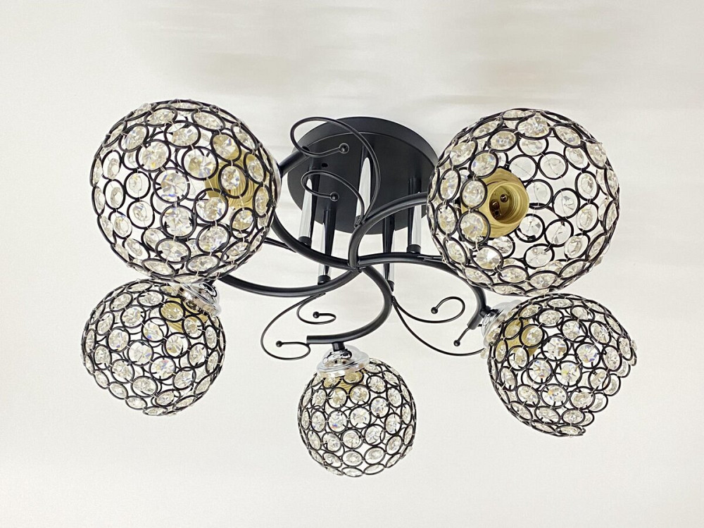 VALESO Люстра стельова на 5 плафонів 2348C/5 Чорний+Хром Коломия - фото 1