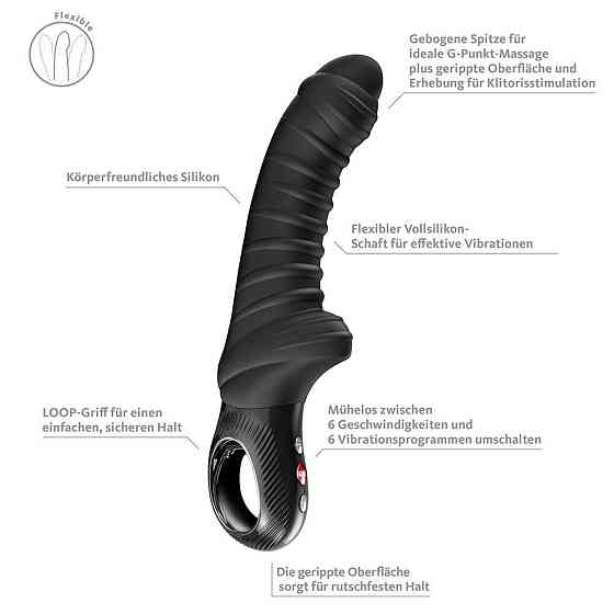 Вібратор для точки G Fun Factory TIGER Black, ребристий, підходить для анальної стимуляції Sex Aura Київ