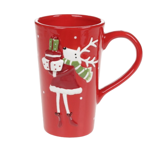 Кружка керамічна 500мл Олениха з подарунками колір - червоний BONA DI Житомир