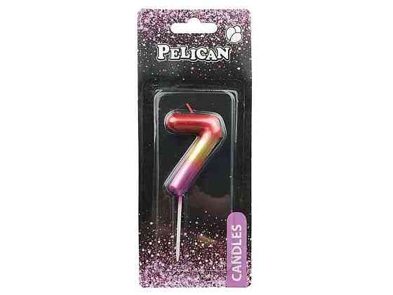 Свічка для торта 7 РАЙДУЖНА 6см. 866067 ТМ PELICAN   Solmir Киев