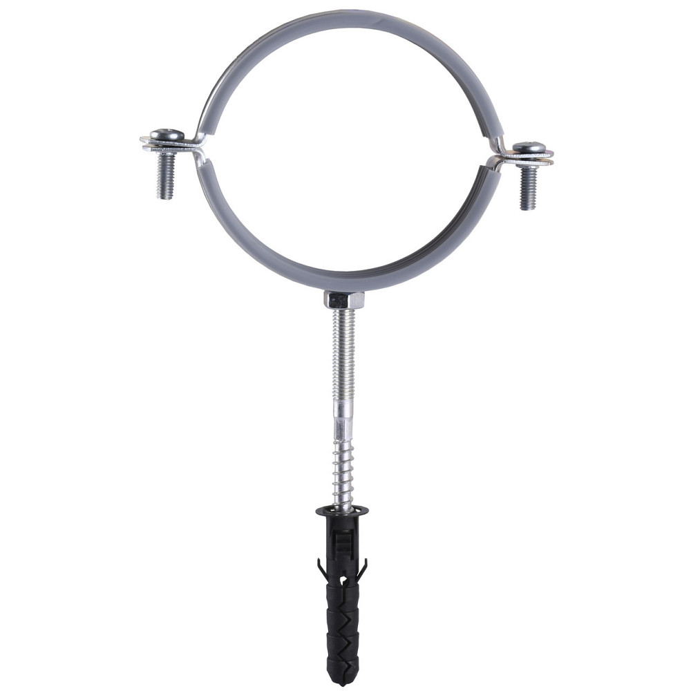 Хомут в сборе CR 3″ (85-94мм) с винтом-шурупом 8*100 и дюбелем в уп., серый (000007349) Киев - изображение 1