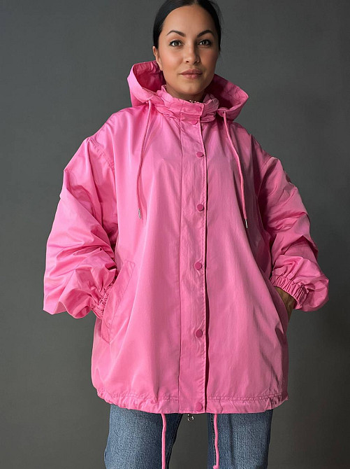 Куртка жіноча Lady Yep 9096-1 вітрівка оверсайз подовжена з капюшоном, рожевий, one size Київ - фото 1