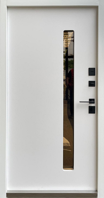Дверь уличная Форт-М модель Ницца/Стеклопакет ТЕРМОРАЗРЫВ антрацит (7016)/Белый мат 860 Киев - изображение 2