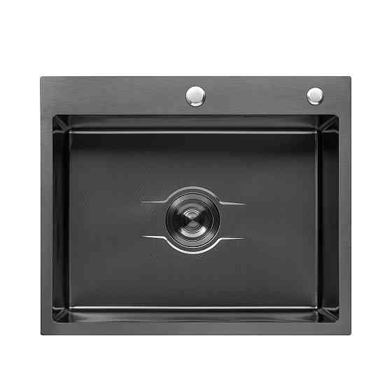Кухонная мойка с нержавеющей стали Kroner KRP Derby - 60х50 HM PVD (2,5/0,5) черная Киев
