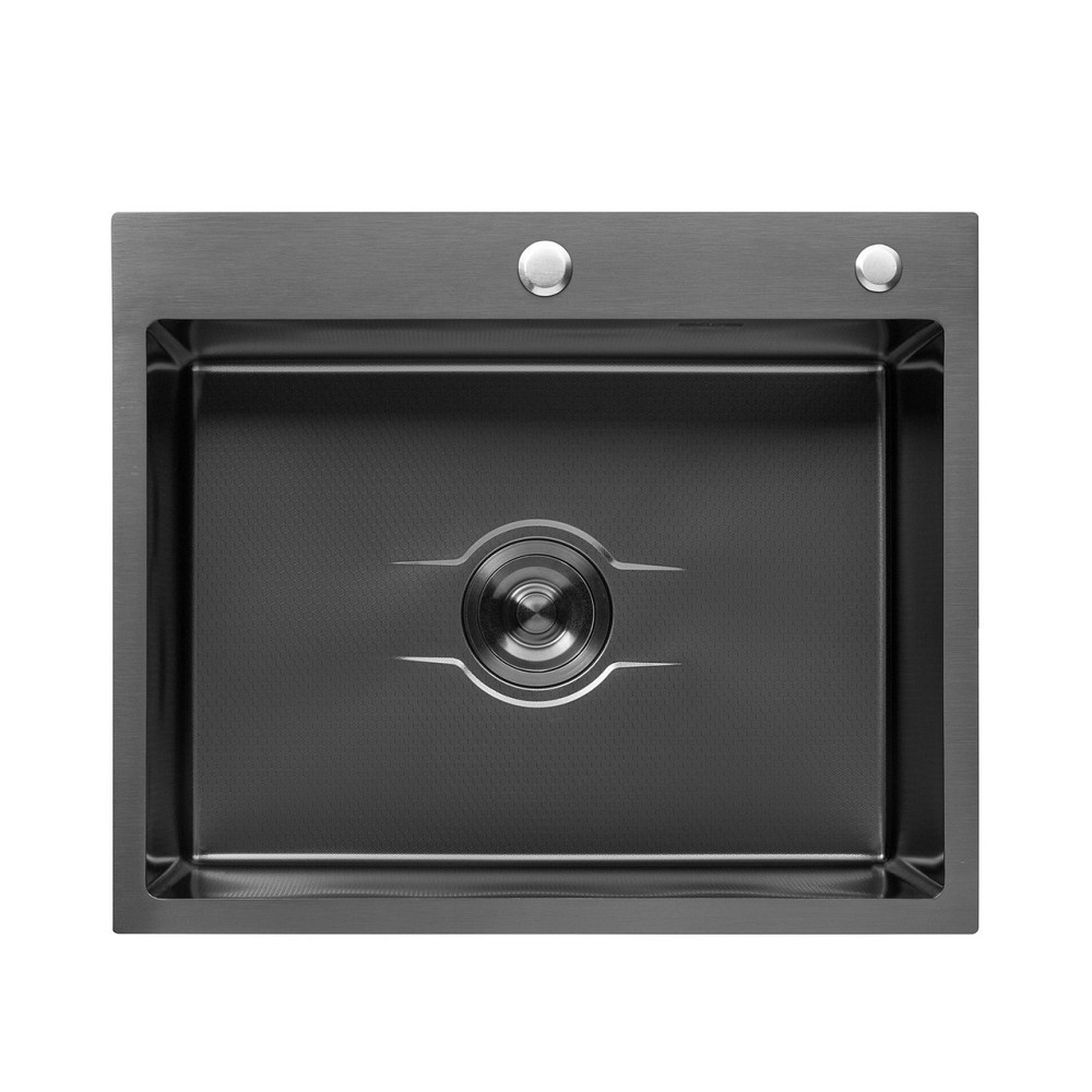 Кухонная мойка с нержавеющей стали Kroner KRP Derby - 60х50 HM PVD (2,5/0,5) черная Киев - изображение 1