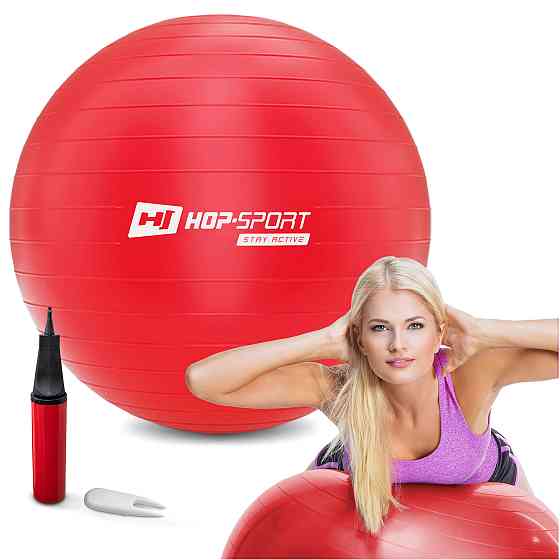 Фітбол Hop-Sport 55см червоний + насос 2020 Київ