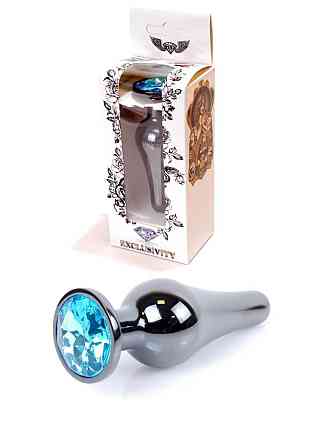 Анальная пробка - Jewellery Dark Silver Long Plug Light Blue Sex Aura Киев