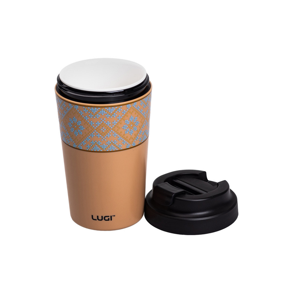 Термочашка Вышиванка с фарфоровой колбой 380 мл оранжевая HP-14-50O Киев - изображение 2