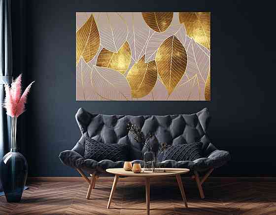 Картина холст у вітальню / спальню Золоте листя   MLP_6 ( 60х30см ) 80х160см Київ