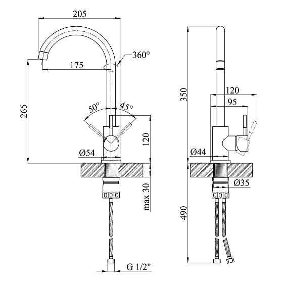 Змішувач для кухні Kroner KRP Edelstahl Klassisch - SCH035PVD графіт Київ
