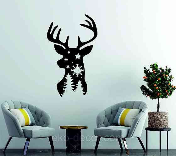 Декоративное настенное Панно «Олень», Декор на стену 110*66 см, Черный Киев