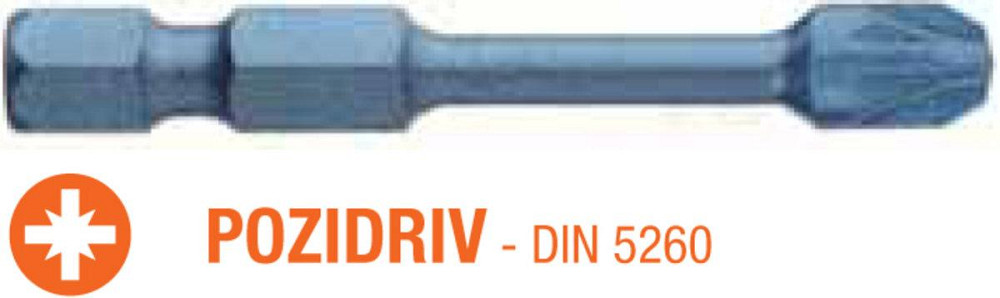Насадка отверточная ударная USH Blue Shock : Pozidriv PZ3 x 50 мм Torsion удлиненная, Уп. 5 шт. Одесса - изображение 1