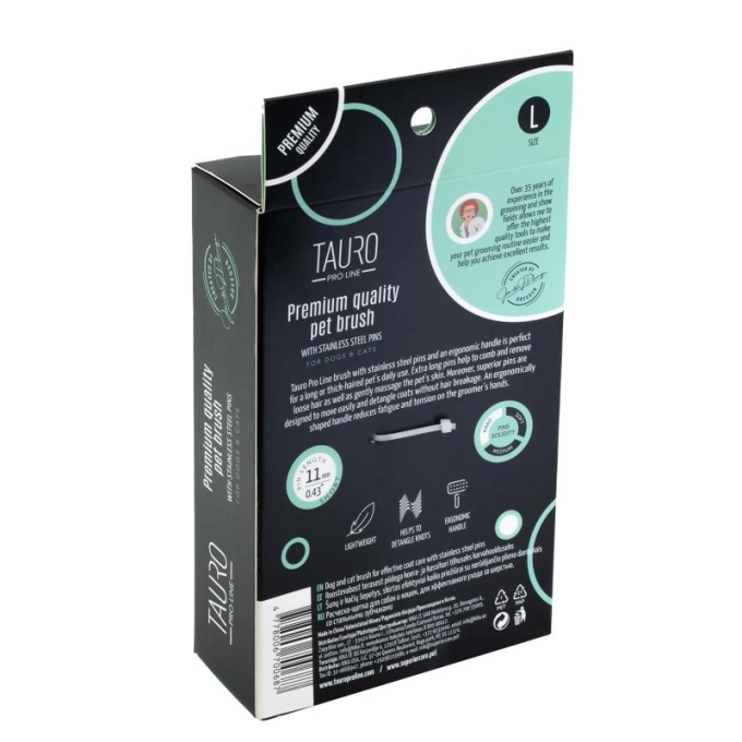 Tauro Pro Line Royal Щітка пластикова тонкі та жорсткі зубчики з нержавіючої сталі 20 мм, м'ятна, велика 17,5 x 10,6 x 6,2 см Київ - фото 7