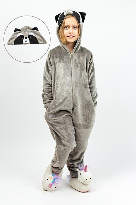 Кигуруми детский и подростковый, Енот, пижама детская Крохатушка одяг 116, Велсофт Киев - изображение 1