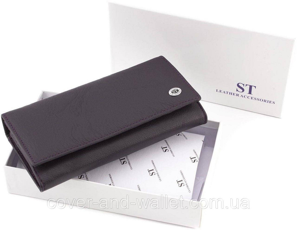Фиолетовый женский кожаный кошелёк среднего размера с монетницей ST Leather Киев - изображение 5