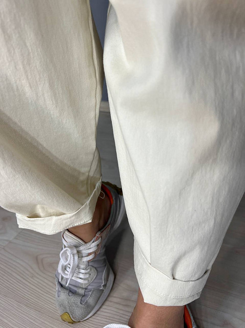 Брюки женские A-N 712 МОМ jeans широкие бананы облегченный тонкий коттон с ремнем молочные, молочний, M Киев - изображение 18