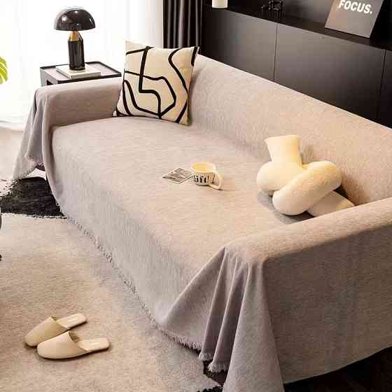 Плед покрывало на диван или кровать,чехол накидка 180х230 см для мягкой мебели светло-серый Каменец-Подольский