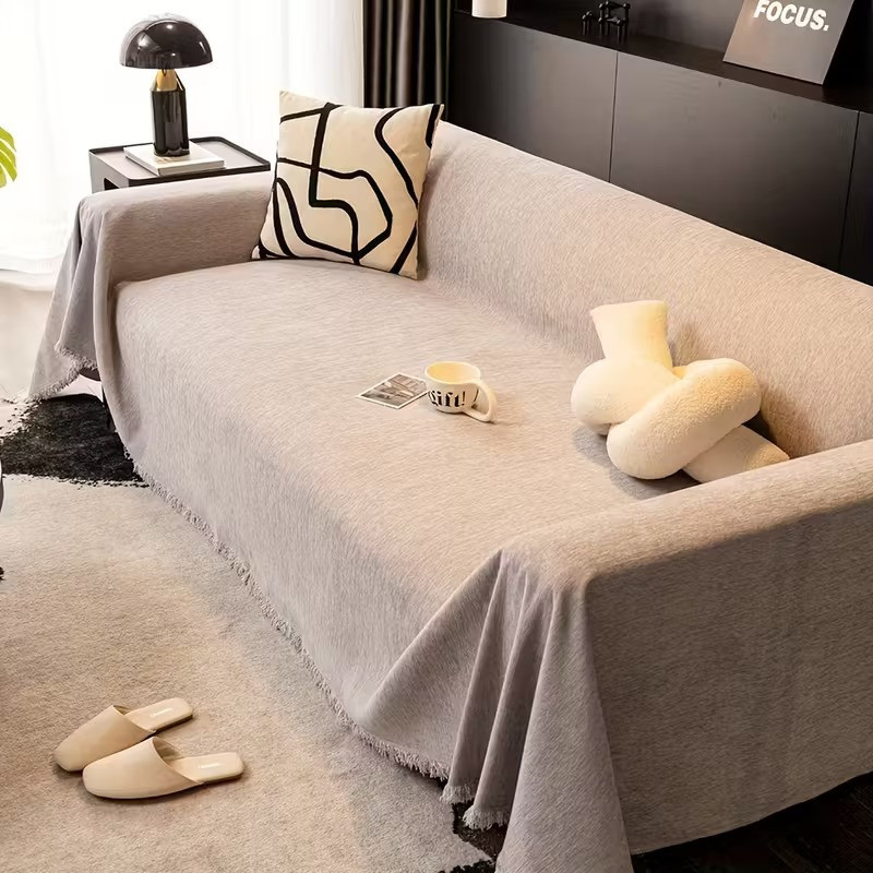 Плед покривало на диван або ліжко, чохол накидка 180х230 см для м'яких меблів світло-сірий Кам'янець-Подільський - фото 3