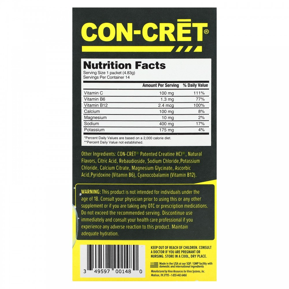 Чистий напій для зволоження Con-Cret Clean Hydration Drink Packets, Sugar-Free 14 Packets, (4.83 g) (Citrus Mango) Луцьк - фото 2