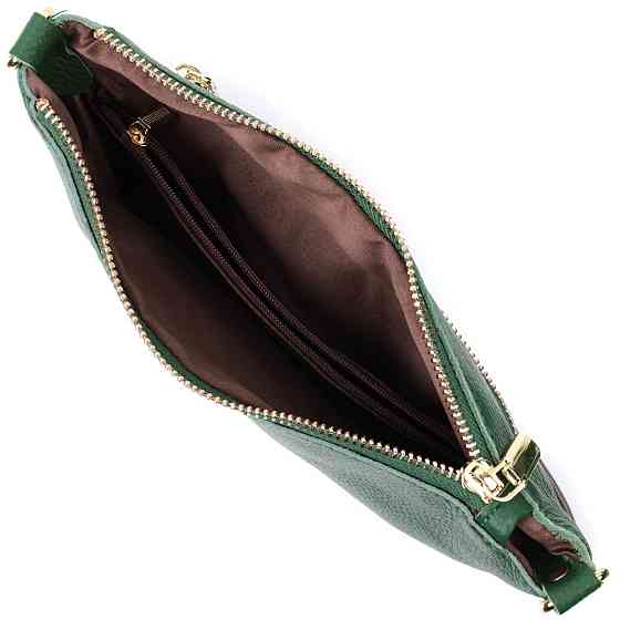 Оригінальна жіноча сумка-клатч із двома ременями з натуральної шкіри Vintage 22647 Зелена Київ