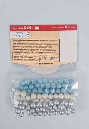 Посыпка рисовые шарики глазированные 20грм (голубой ,белый,серебряный) Ш70 (1 шт) Харків