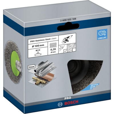 Щітка для електроінструменту Einhell Professional нержавіюча 100мм 0.35мм M14 (2.608.622.108) Вінниця - фото 2