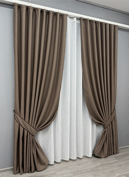Комплект готових штор VR-Textil Рогожка TERRA LUXE № 1860ш Какао 150х290 см 2 шт (33-0865) Київ - фото 3