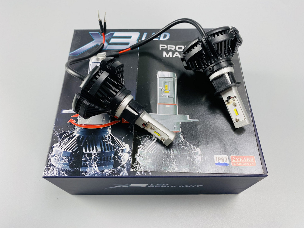 X3 Лампа світлодіодна цоколь H1 (к-кт 2 шт) 12/24V, 50W, 4000Lm + вентилятор (авиац. алюмін. профілю.) Мукачево - фото 5