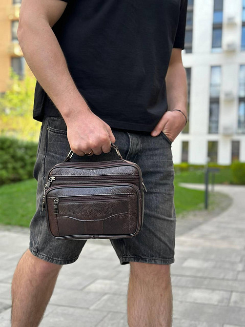 Якісна чоловіча сумка з натуральної шкіри коричнева, сумка месенджер, барсетка шкіряна, сумка Bexhill Київ - фото 7