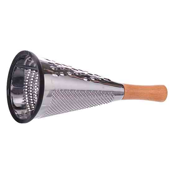 Трьохстороння терка з нержавійки з дерев'яною ручкою Київ