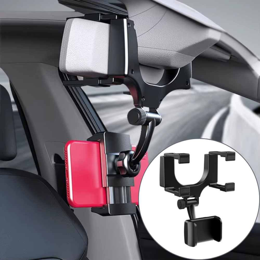 Тримач для телефону в автомобіль на дзеркало заднього виду з поворотом на 360, універсальний, регульований Кам'янець-Подільський - фото 1