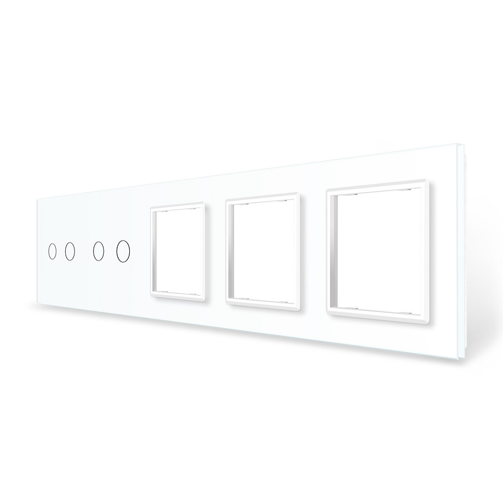 Рамка 5-постова для двох 2-сенсорних вимикачів і трьох розеток (2-2-0-0-0) LIVOLO, загартоване скло, біла, 365×80 мм (VL-P702/02/E/E/E-10W) Коломия - фото 3