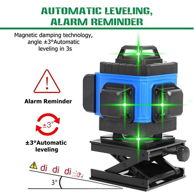 Уровень лазерный линейный нивелир аккумуляторный Laser 4D, 16 линий, рабочее растояние 30м, в чемодане XZ-85 Львов - изображение 19