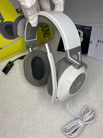 Гарнитура игровая CORSAIR HS65 SURROUND проводная белая объемный звук 7.1 для ПК PS5 Mac Xbox CA-901 Киев - изображение 6