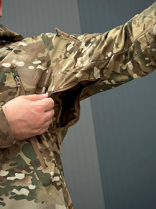 Демисезонный мужской армейский костюм мультикам, тактическая форма софтшел, удобный крой Львов - изображение 2