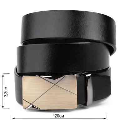 Ремень Vintage Мужской с пряжкой автомат диагональ Черный (20252) Винница