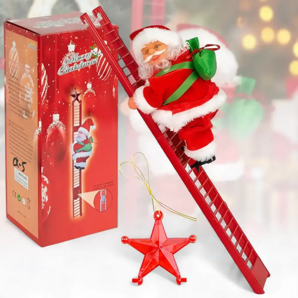 Игрушка Дед Мороз, на лестнице CX-5 музыкальная новогодняя игрушка Коломия - фото 1