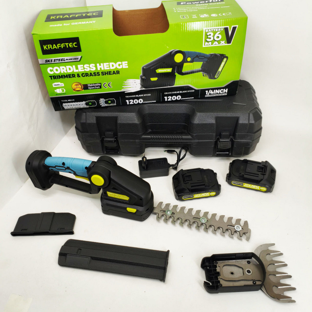 Аккумуляторные ножницы кусторез Krafftec 2 в 1 два аккумулятора зарядное пластиковый кейс WZ-24 Львов - изображение 6