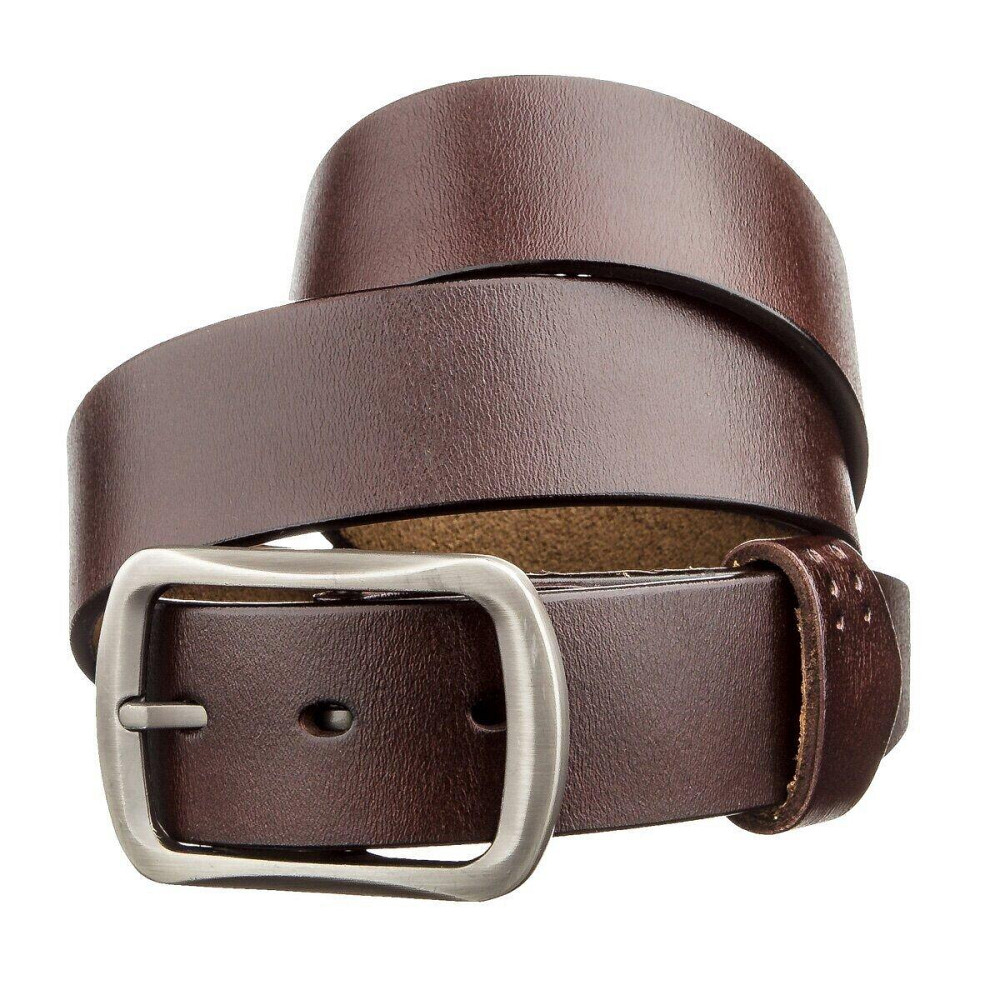 Мужской кожаный ремень с закругленной классической пряжкой Vintage 20230 Коричневый Киев - изображение 1